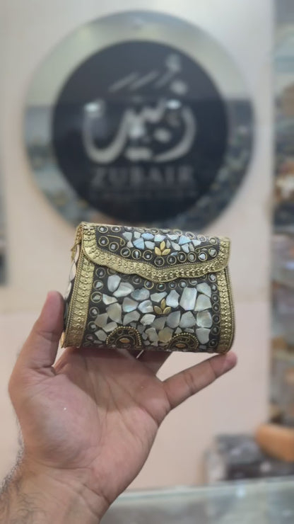 Antique Indian Golden Metal Clutch_Medium Size