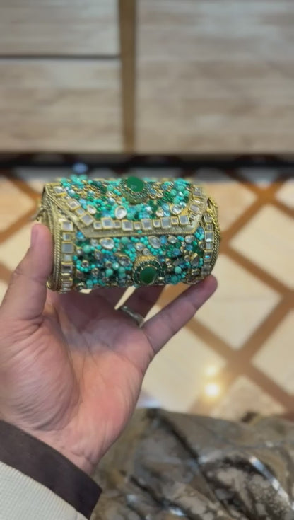 Handmade_Kundan Designer Small Dholki Clutch_Design 5