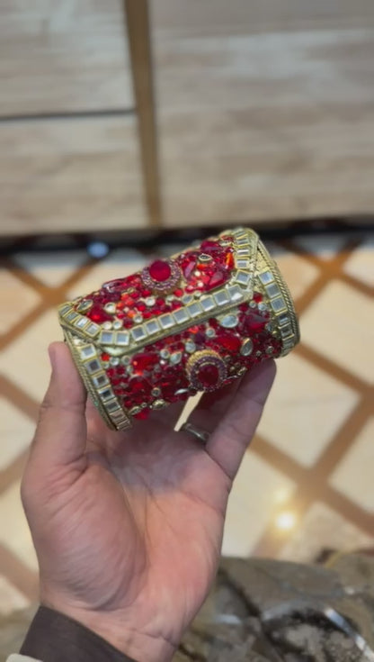 Handmade_Kundan Designer Small Dholki Clutch_Design 3
