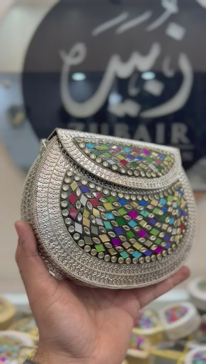 Indian Kundan Silver Clutch_Design 13