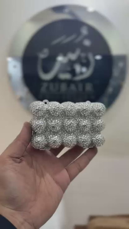 Acrylic Handmade Silver Beaded Clutch_Design 2