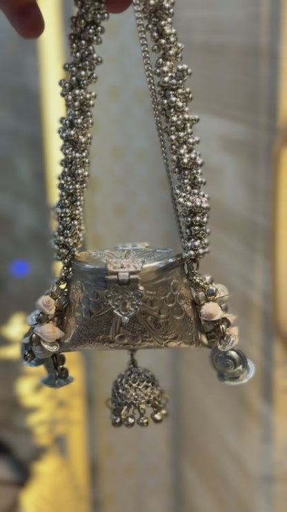 Stylish Indian Silver Metal Clutch_Small Size_New Arrival
