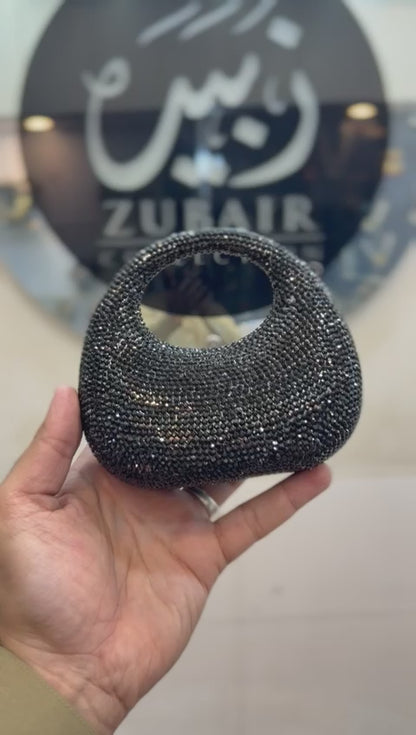 Acrylic Handmade Black Beaded Clutch_ Design 15