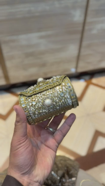 Handmade_Kundan Designer Small Dholki Clutch_Design 1
