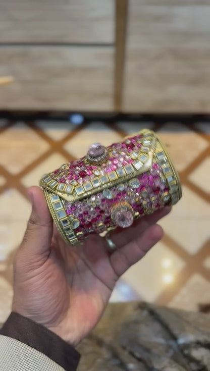 Handmade_Kundan Designer Small Dholki Clutch_Design 4