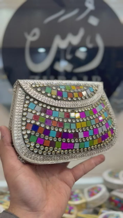 Indian Kundan Silver Clutch_Design 12