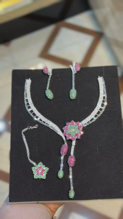 Royal Zircon Necklace Set | Bridal Collection – Design 02