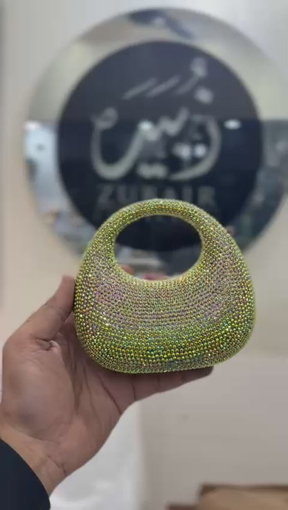 Acrylic Handmade Golden Beaded Clutch_Design 5